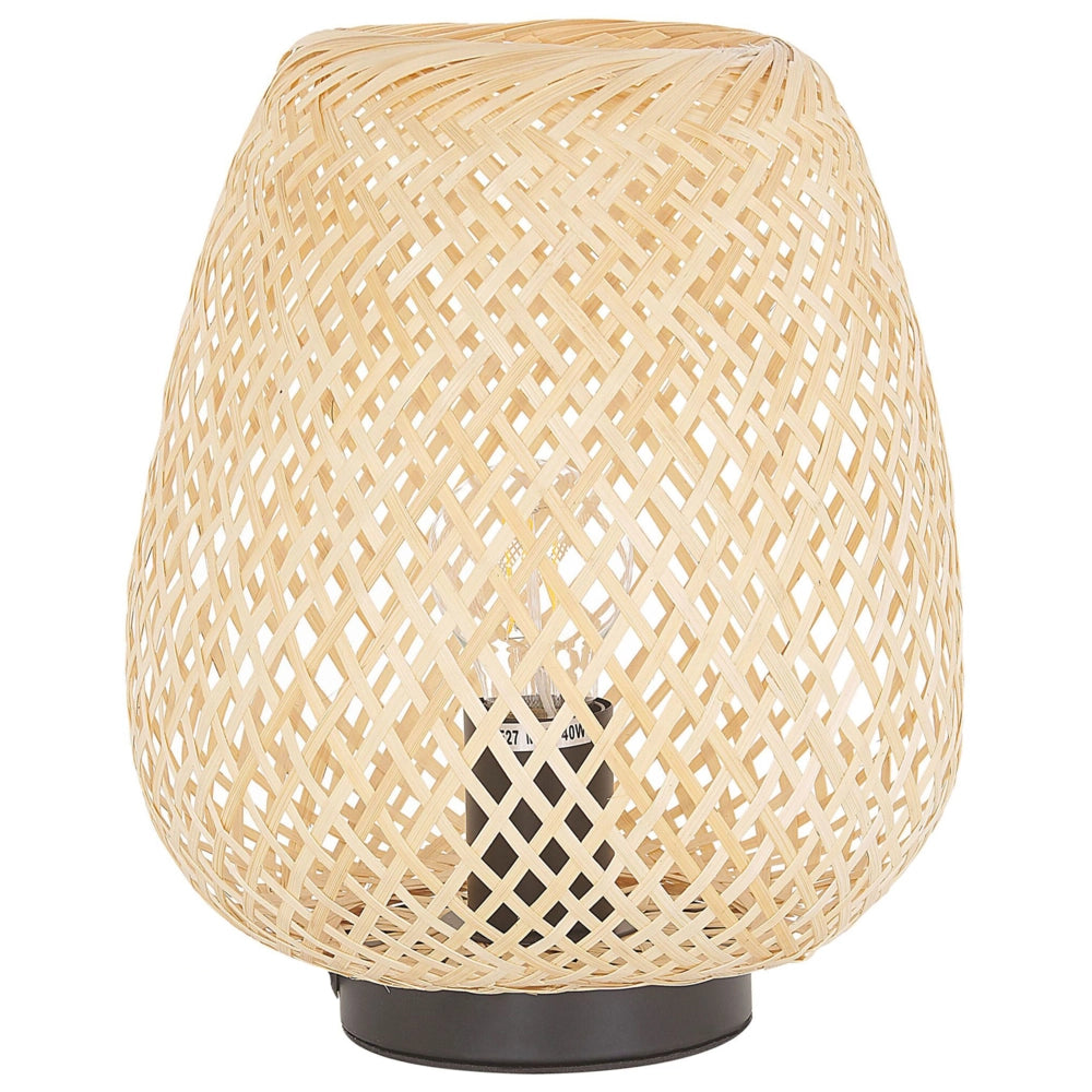 Lampada da tavolo in marrone chiaro di bambù 30 cm Accessorio per la casa in stile boho