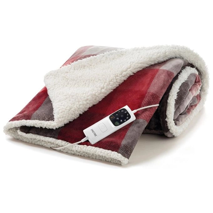 Imetec CaldoPlaid Velvet Tartan Plaid Riscaldabile, Morbida Coperta Elettrica 160x120 cm, Basso Consumo, Tecnologia Adapto, Dispositivo di Sicurezza, Rapido Riscaldamento, 6 Temperature, Lavabile