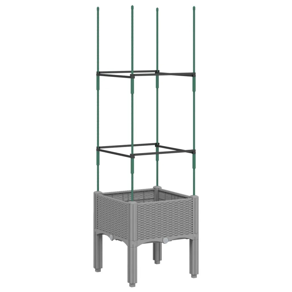 Fioriera da Giardino e Graticcio-Vaso da Esterno-Vaso con Griglia Grigio Chiaro 40x40x142,5cm PP