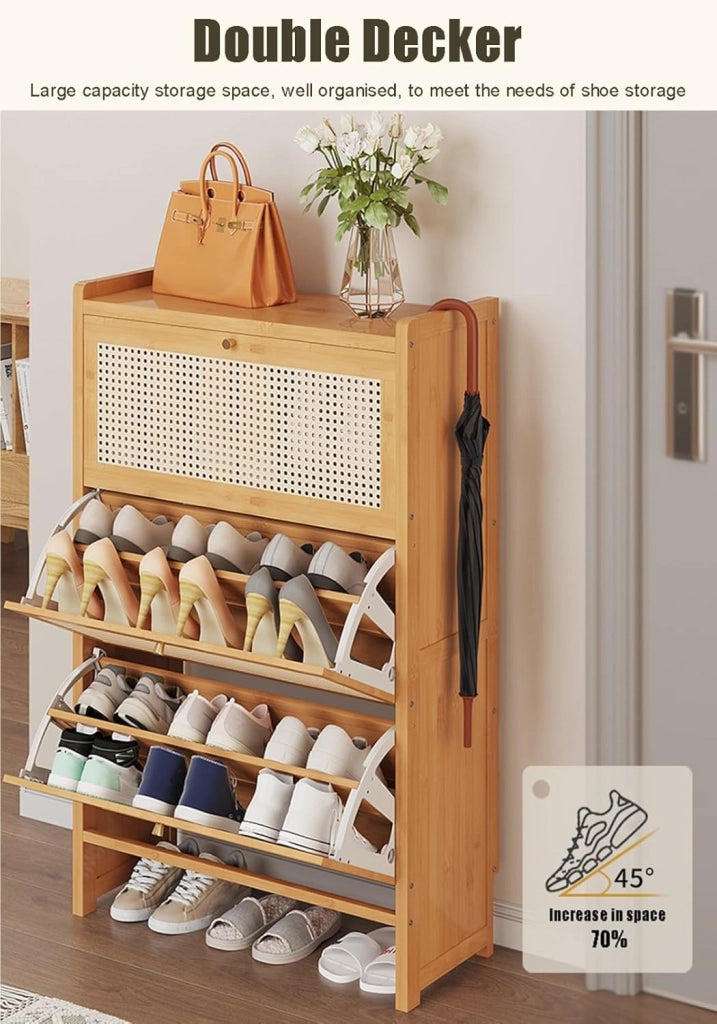 scarpiera Scarpiera in plastica in rattan, scarpiera per bicchiere, scarpiera da corridoio in un unico pezzo per interni ed esterni, organizer per scarpe ribaltabile, scarpiera da ingresso, doppi