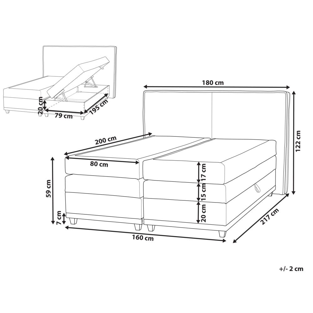 Divano letto king size UE con contenitore 160 x 200 cm Rivestimento beige con materasso a molle Bonell