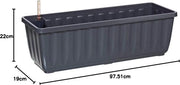 Tazza per fiori con sistema di irrigazione - ca. 975 x 22 x 19 cm - Plastica antracite