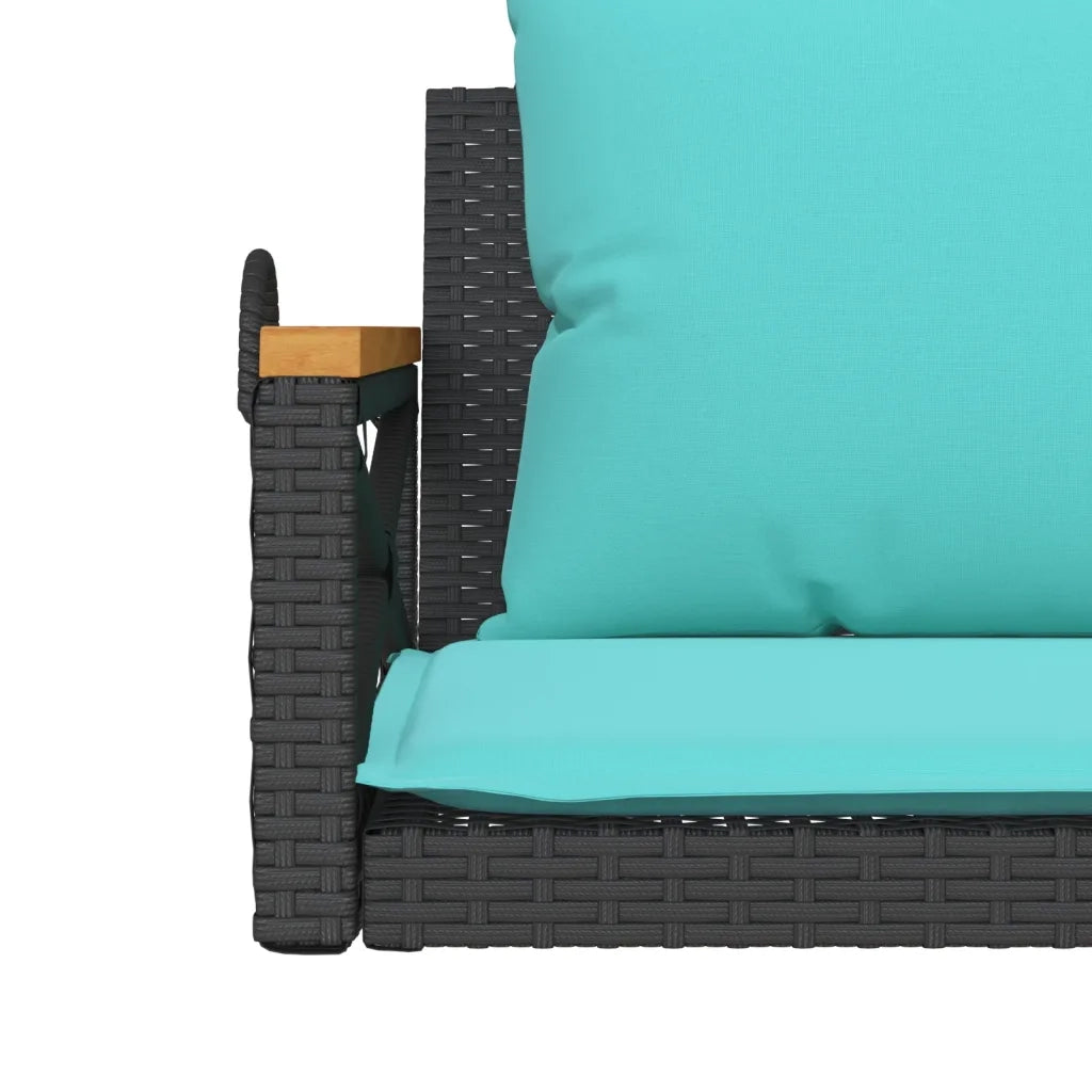Panchina a Dondolo con Cuscini Nera 109x62x40 cm in Polyrattan 368160
