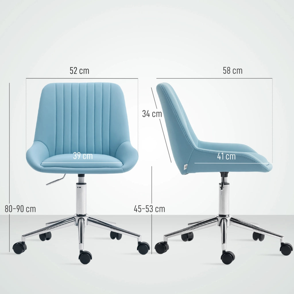 Sedia per Scrivania 52x58x80-90 cm Girevole con Ruote in Silicone PU Blu