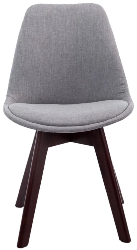 Set di 4 Sedie Visitatore Tessuto Borneo grigio,noce