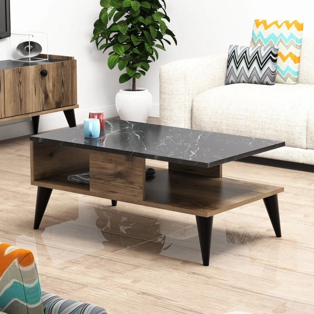Tavolino in legno "Lidya" - 90 x 54 x 39 cm - Marrone
