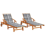 Set di 2 lettini prendisole sedie a sdraio lettini prendisole aiuole da giardino mobili da giardino mobili da esterno con cuscini legno massello di acacia 02_0012051