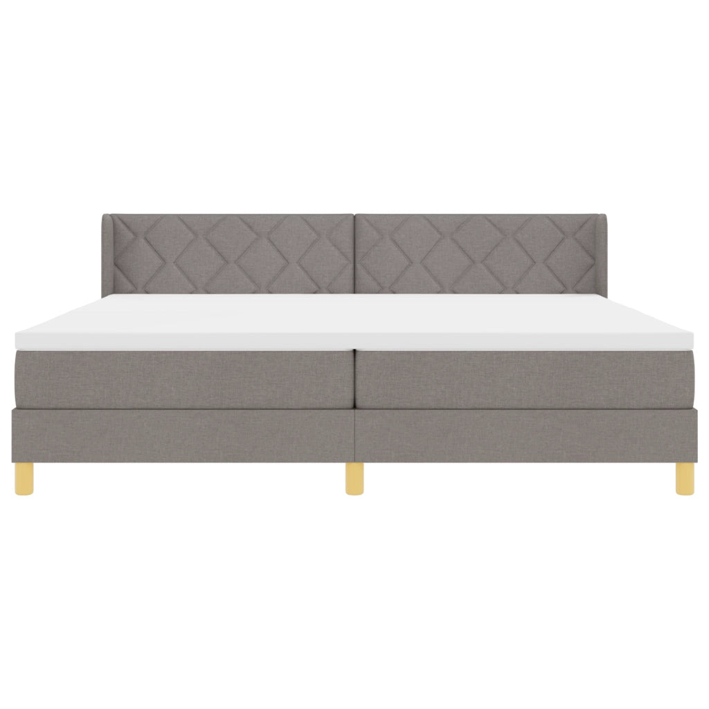 Letto Box Spring  con Materasso Tortora 200x200 cm Tessuto