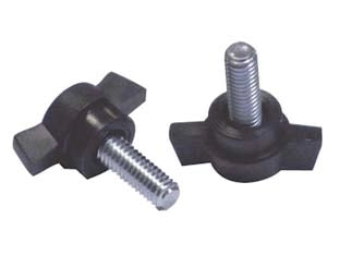 VOLANTINO A FARFALLA A 2 ALETTE CON PERNO FILETTATO IN ABS NERO- - M6 - 10 pezzi