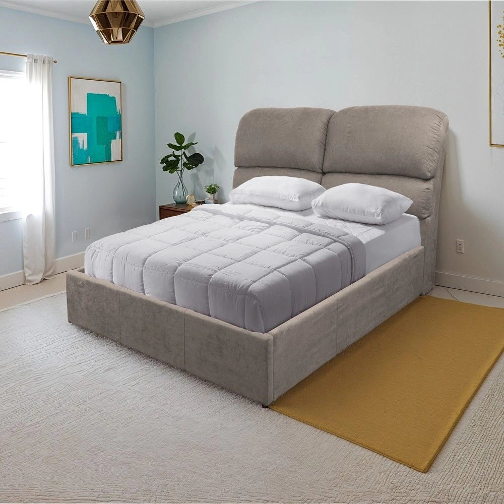 Letto una piazza e mezza contenitore Sofaback in tessuto tortora 178x222x120H