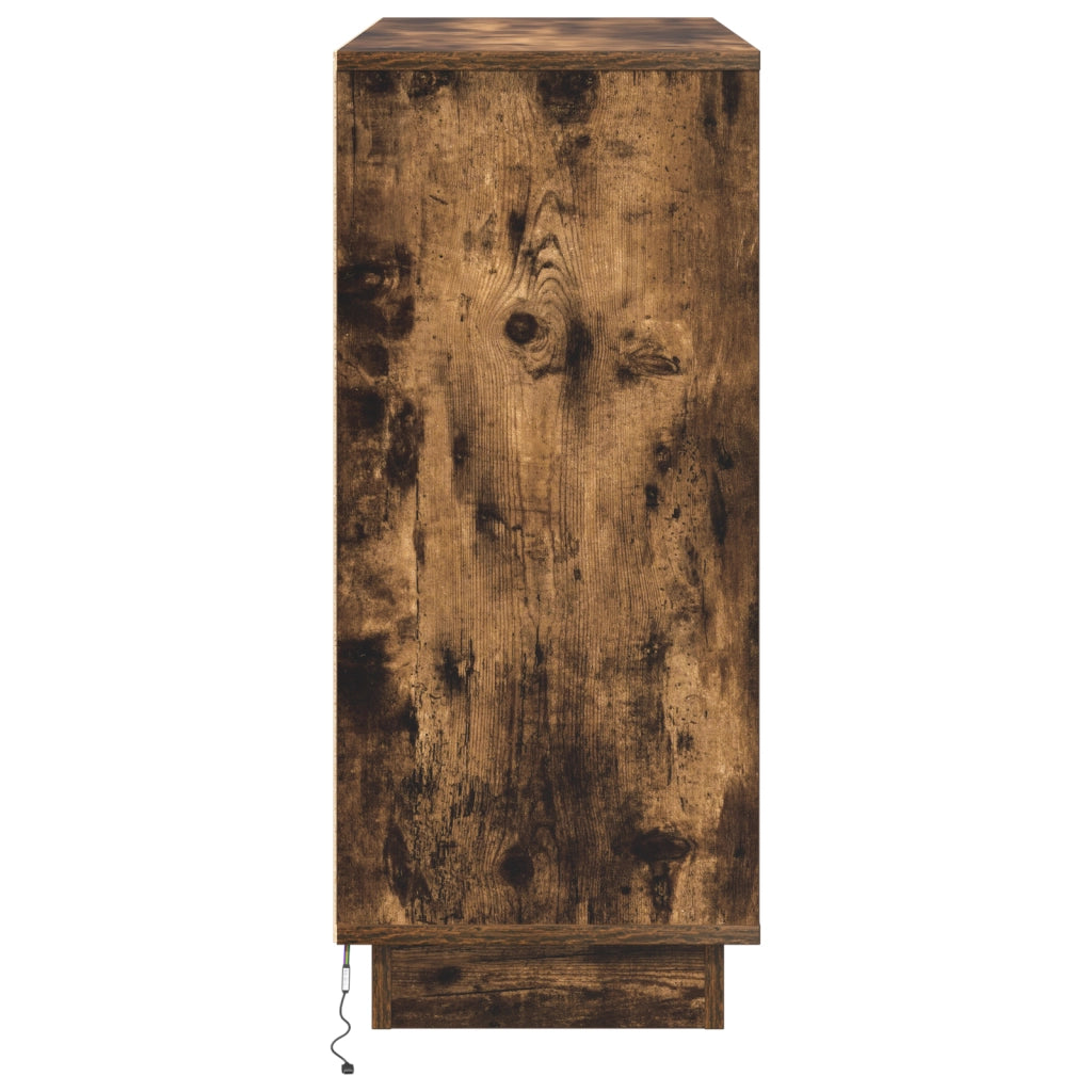 Mobile con LED Rovere Affumicato 90x32x75 cm in Legno Ingegnerizzato