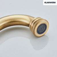 JULIAN | Rubinetto da bagno alto vintage in ottone dorato | Miscelatore retrò in acciaio inox per lavabo freestanding | con rubinetto gastronomico