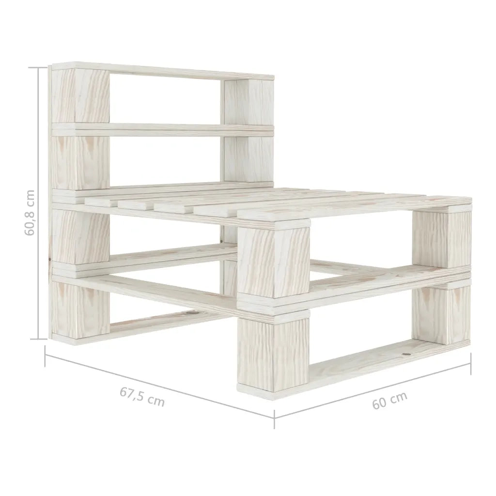 Divano Centrale da Giardino su Pallet in Legno Bianco 49334