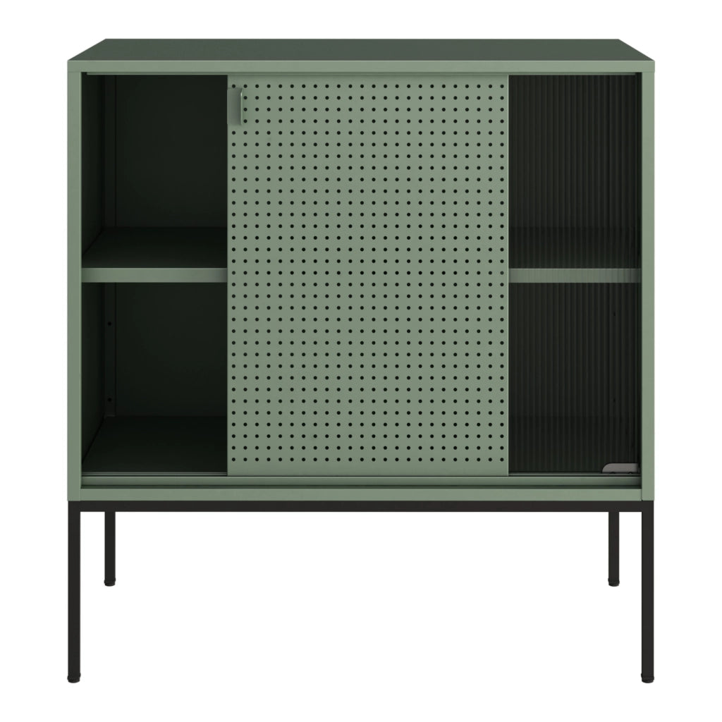 Credenza Eidsvoll in Acciaio con Anta Scorrevole 85 x 80 x 45 cm Verde [en.casa]