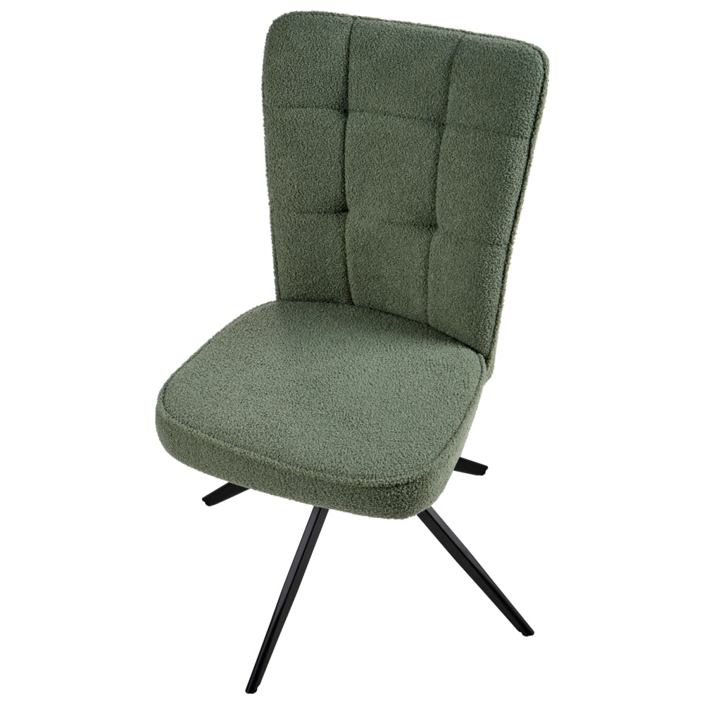 Set di 2 sedie da pranzo girevoli Rivestimento bouclé verde chiaro Base con gambe in metallo Sala da pranzo