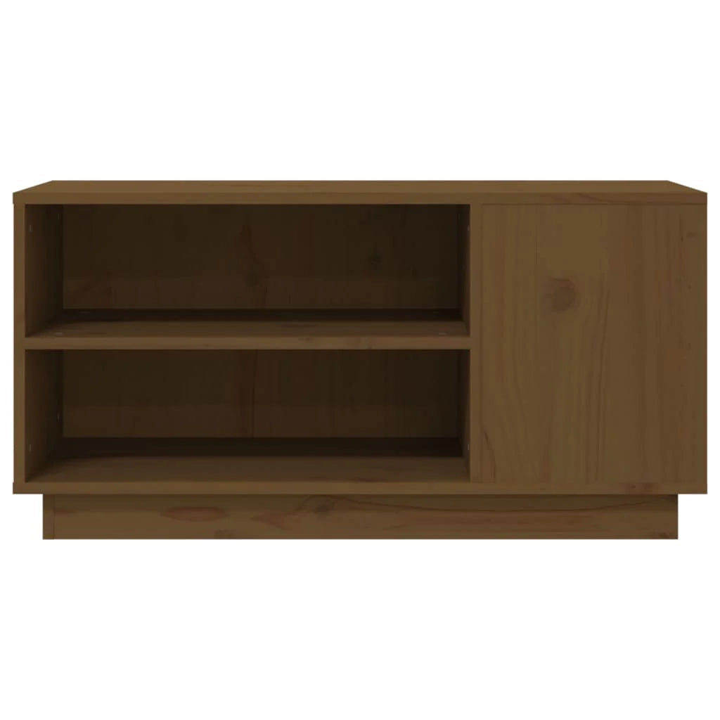 Mobile TV multimediale mensola TV credenza TV sala da pranzo soggiorno camera da letto color miele 80 x 35 x 40,5 cm legno di pino massiccio marrone 02_0027723