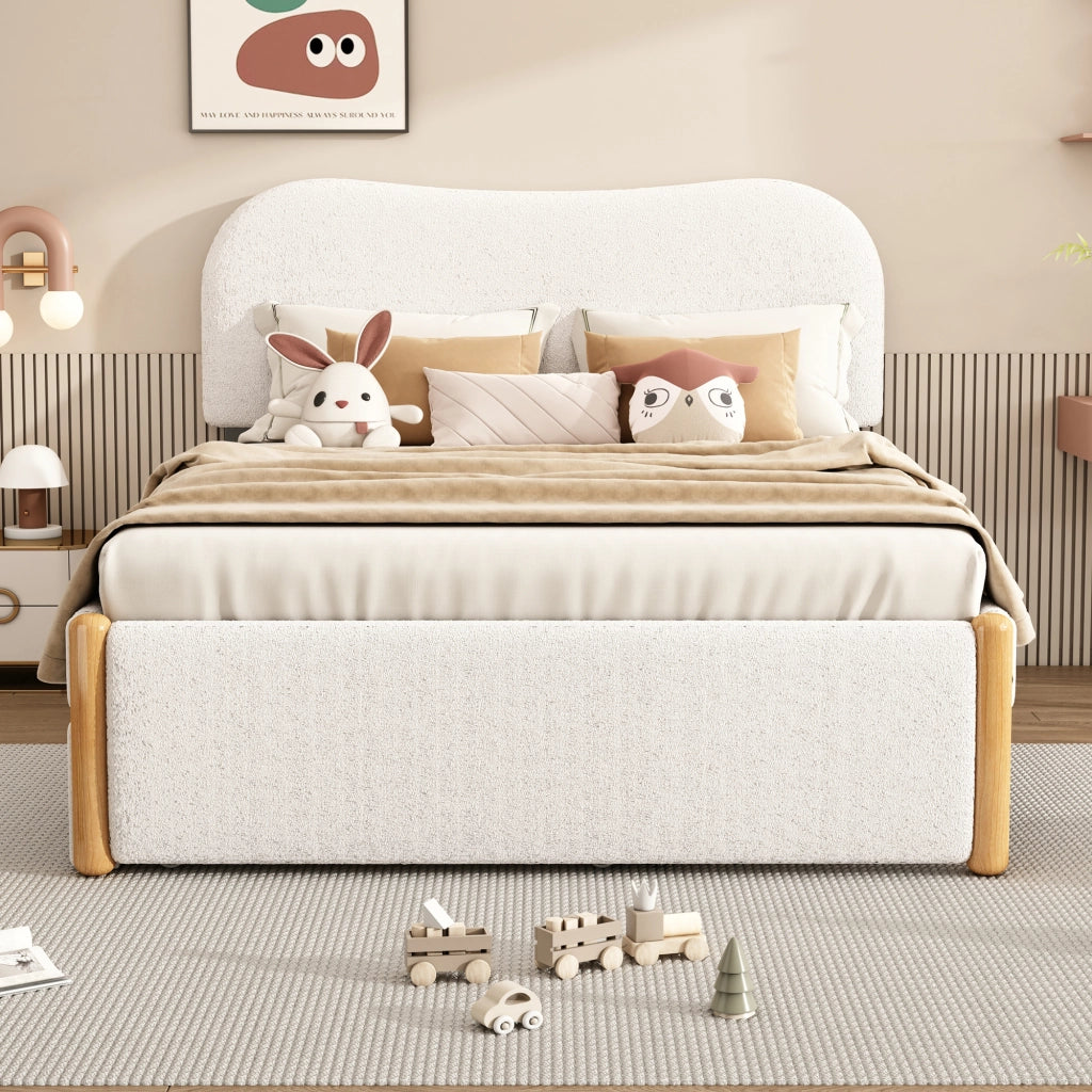 LETTO 140x200 cm con letto estraibile laterale Bianco in Plush e MDF