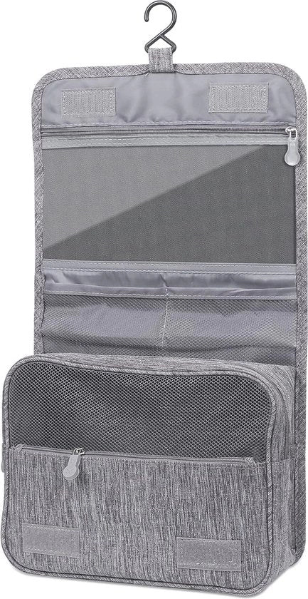 Porta toilette pieghevole, porta toilette, kit make-up per signora e signore, porta toilette impermeabile per signora, porta toilette pieghevole, make-up, grigio 3