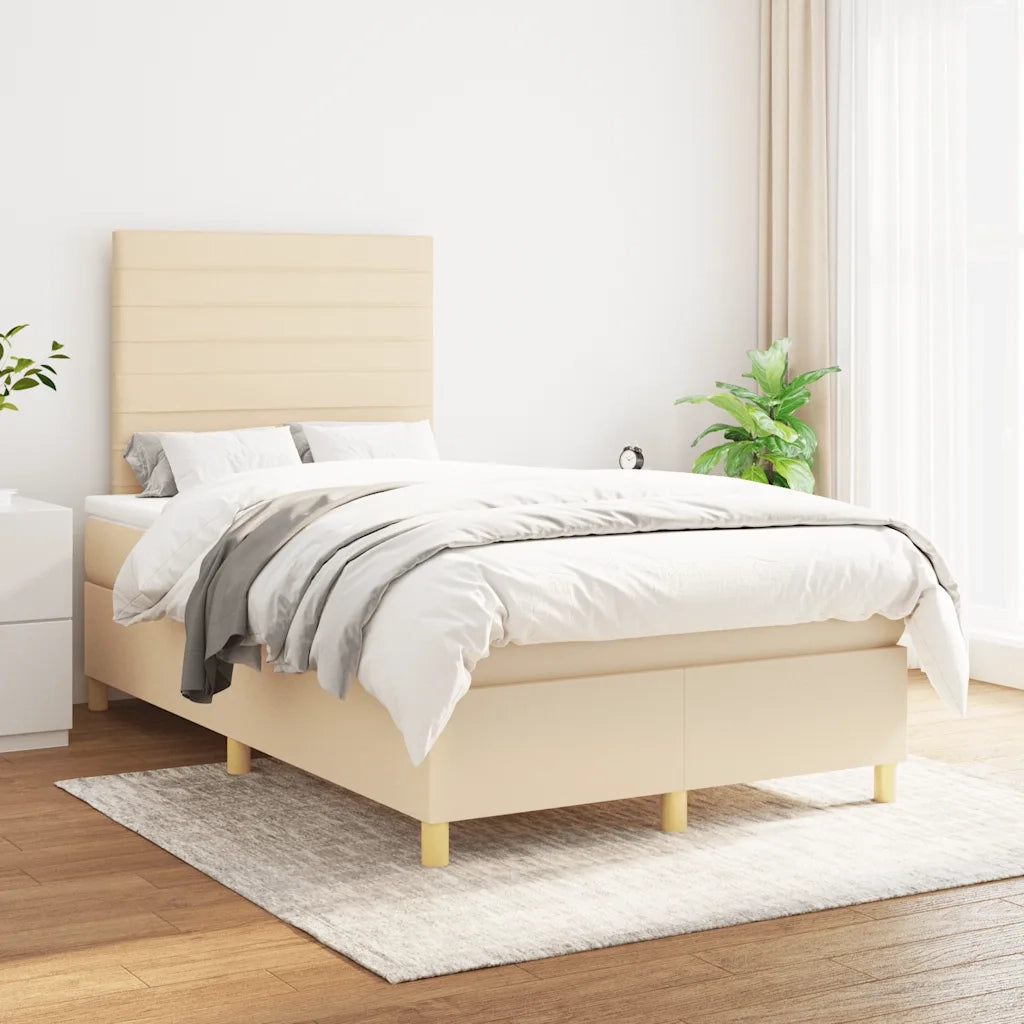 Giroletto a Molle con Materasso Crema 120x190 cm in Tessuto 3269942