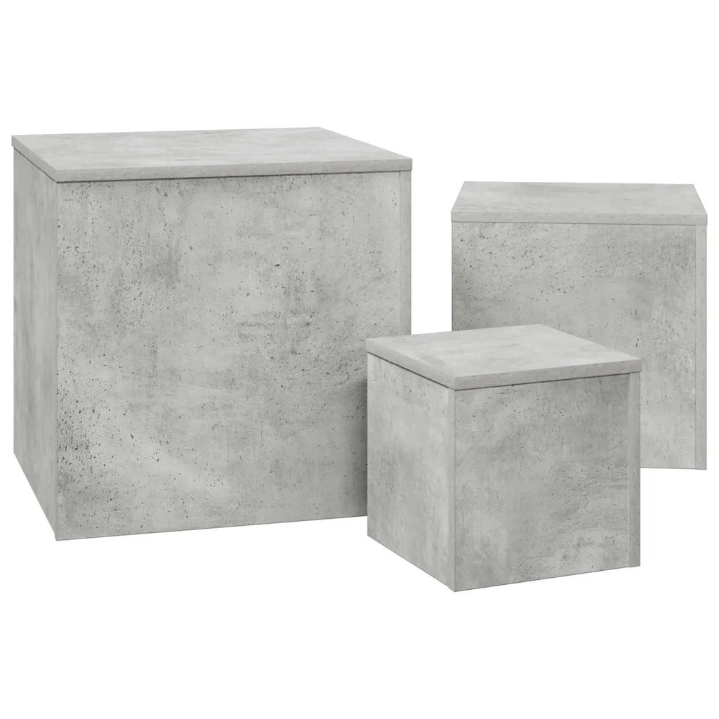 Tavolini 3 pz Grigio Cemento in Truciolato 808589