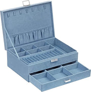Cassettiere da viaggio per donne / scatola per orologi e gioielli \ Organizzatore di gioielli portatile con cassetti per collane, orecchini, anelli - Scatola di conservazione per gioielli