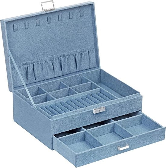 Cassettiere da viaggio per donne / scatola per orologi e gioielli \ Organizzatore di gioielli portatile con cassetti per collane, orecchini, anelli - Scatola di conservazione per gioielli