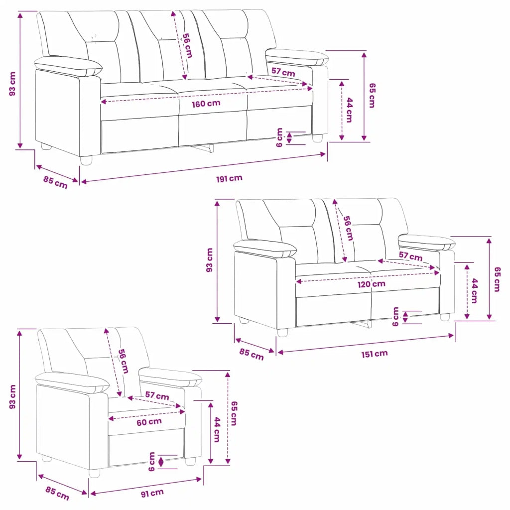 Set di divani 3 pcs Rosso Similpelle 3430547
