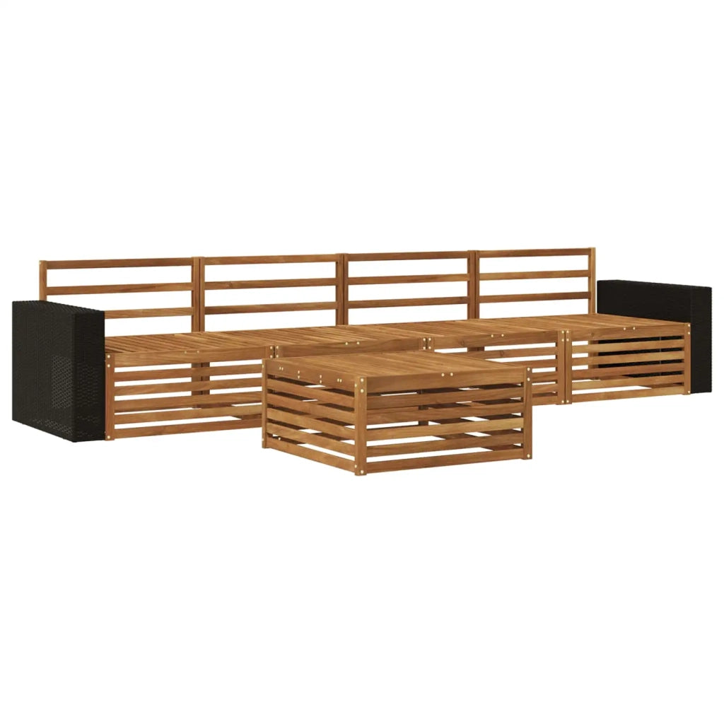 Set di divani da esterno 5 pz Naturale Legno di Acacia Massello 3383002