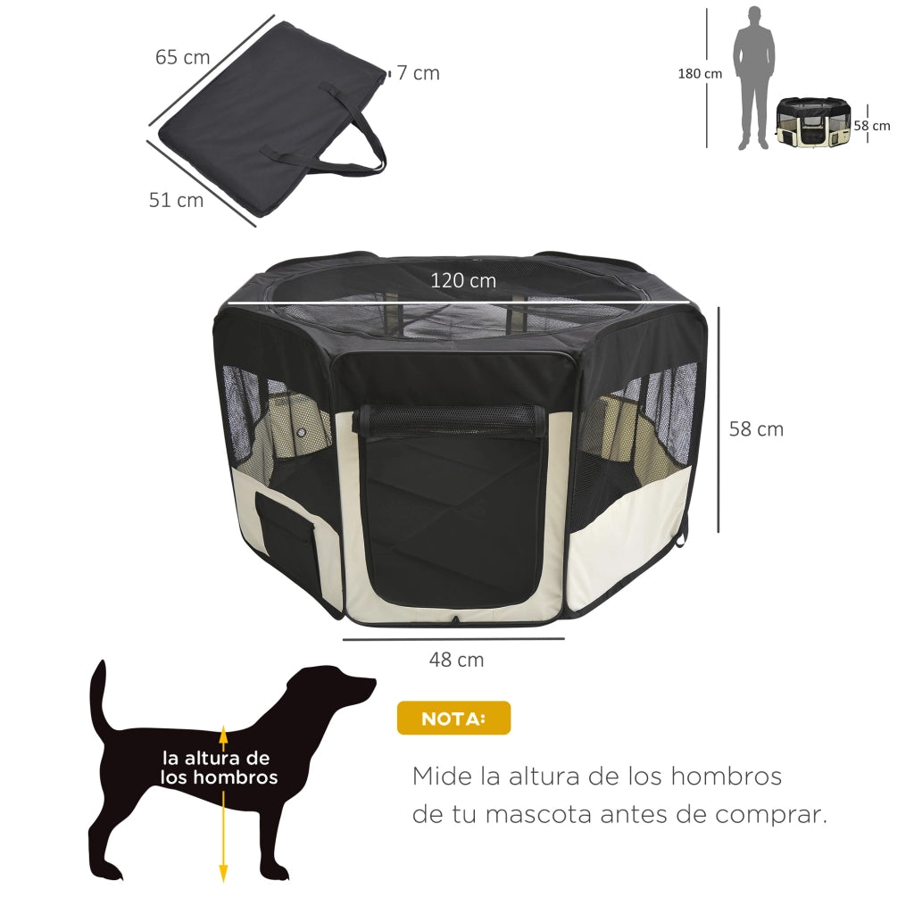 Recinto Pieghevole per Cani ¨C zephmum ¨C 8 Panelli, Nero, ?120x58 cm