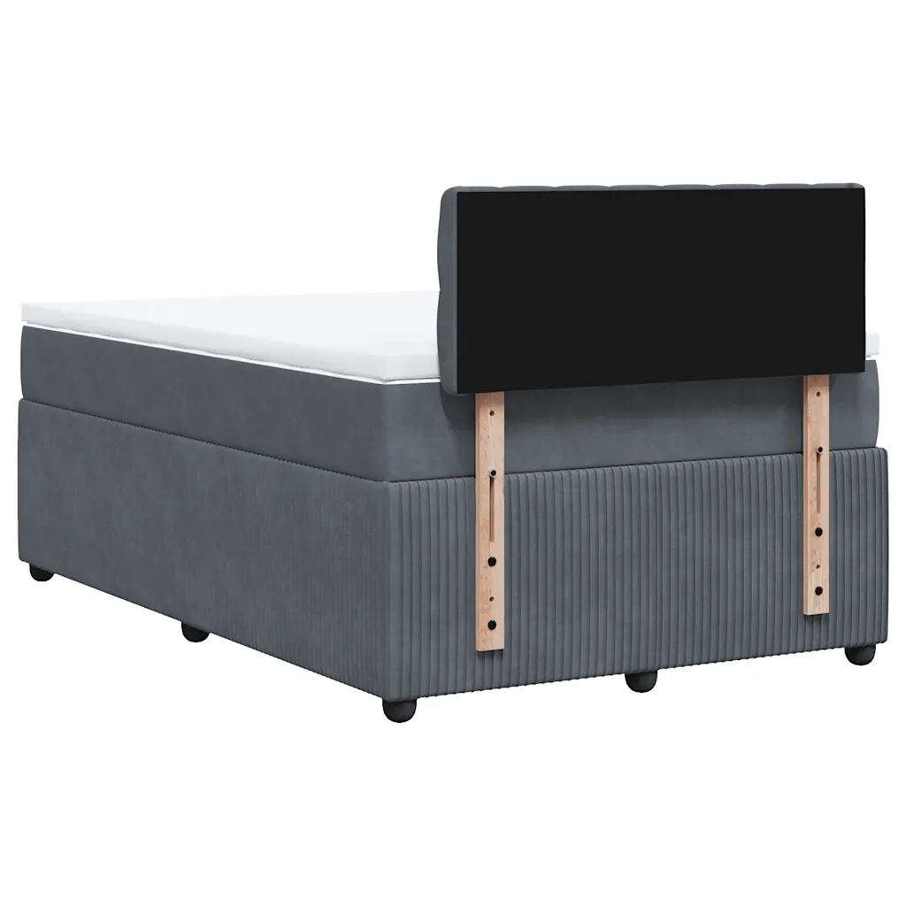 Giroletto a Molle con Materasso Grigio Scuro 120x200 cm Velluto