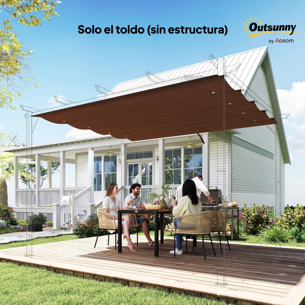 Toldo Retrattile 3x2,5 m per Pergola ¨C zephmum ¨C Colore Marrone