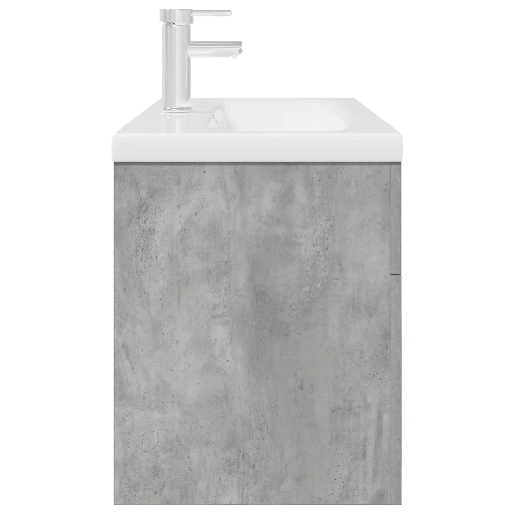 Mobile da Bagno con Lavabo | Armadio Lavabo Integrato e Rubinetto Grigio Cemento