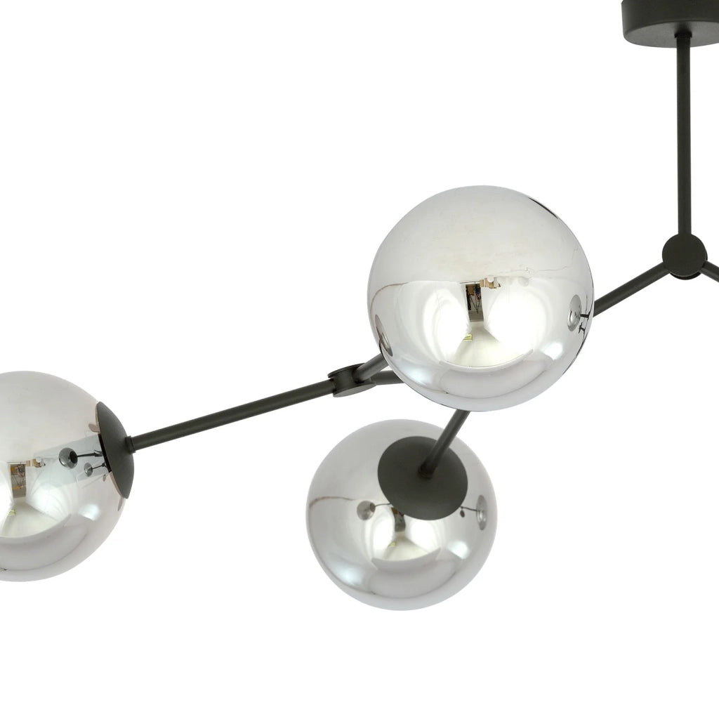 Plafoniera Minimal Iperione Acciaio Nero Grigio 4 Luci E14 Ip20