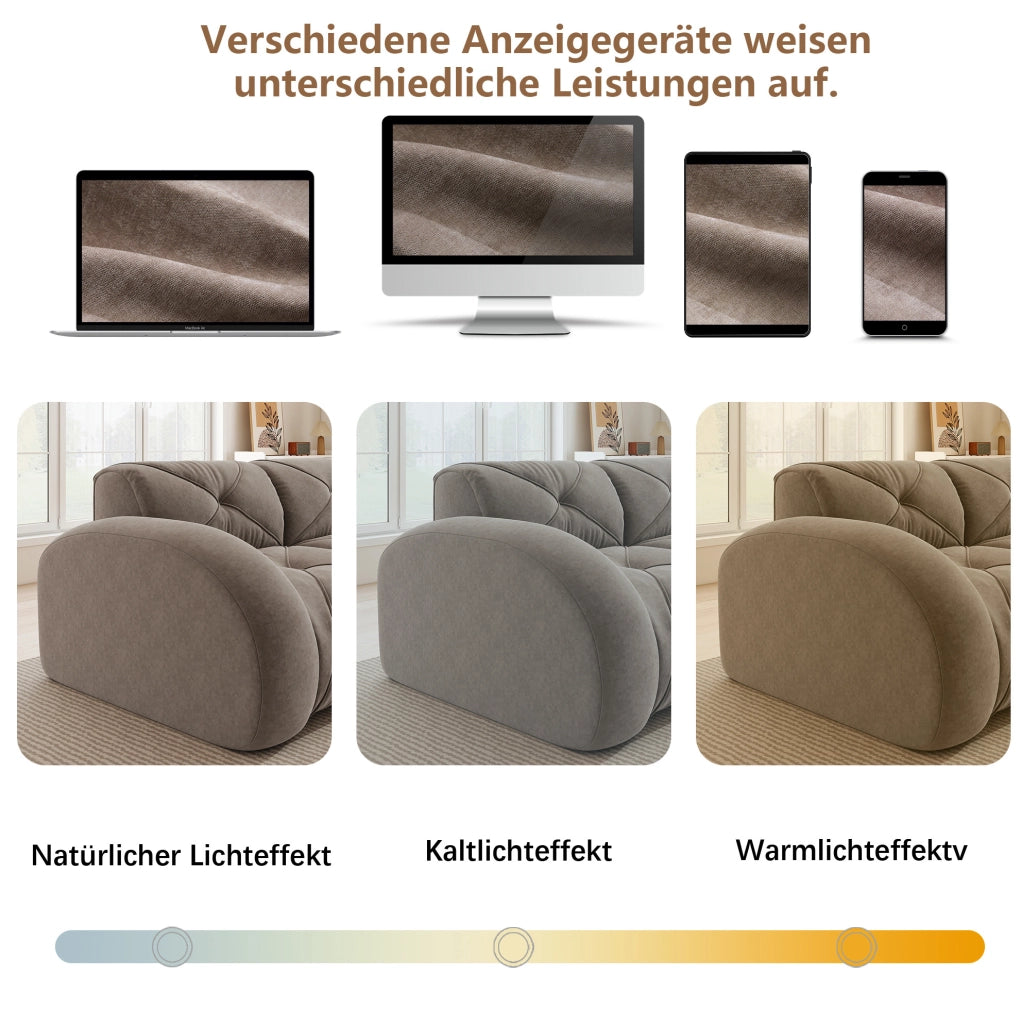Divano modulare senza struttura in ciniglia taupe con schiuma 32D