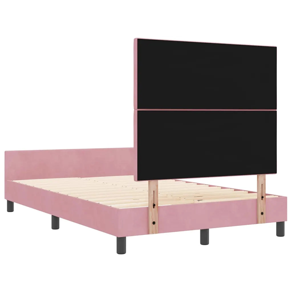Letto a molle con testiera-Rete con Testiera Rosa 120 x 200 cm Velluto
