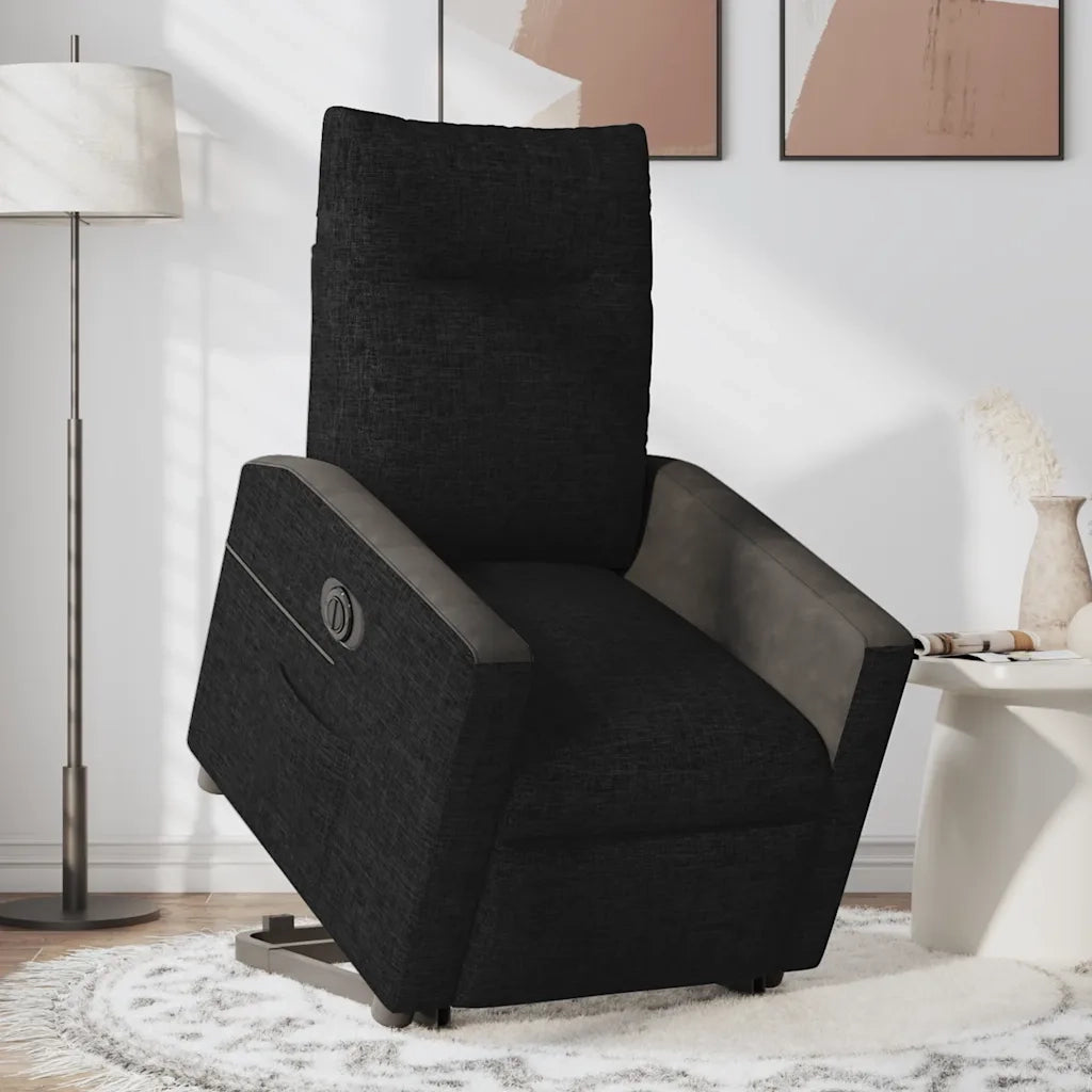 Poltrona | Sedia Relax Alzapersona Reclinabile Elettrica Nera in Tessuto