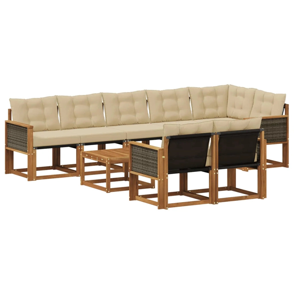 Set di divani da esterno 9 pz Naturale e Beige 3382045
