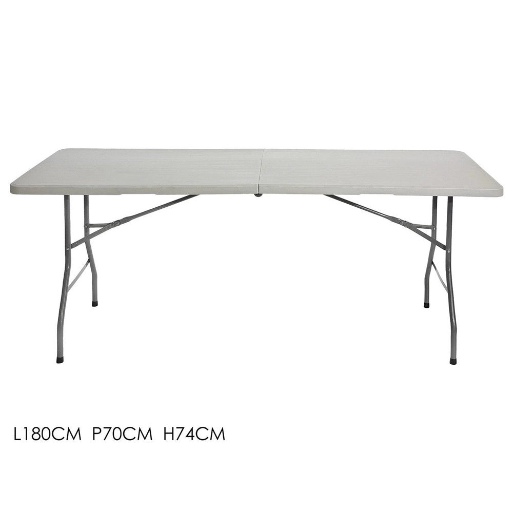 Trade Shop - Tavolo Pieghevole Portatile Rettangolare 180cm Multiuso Campeggio Eventi 4-6 Persone -