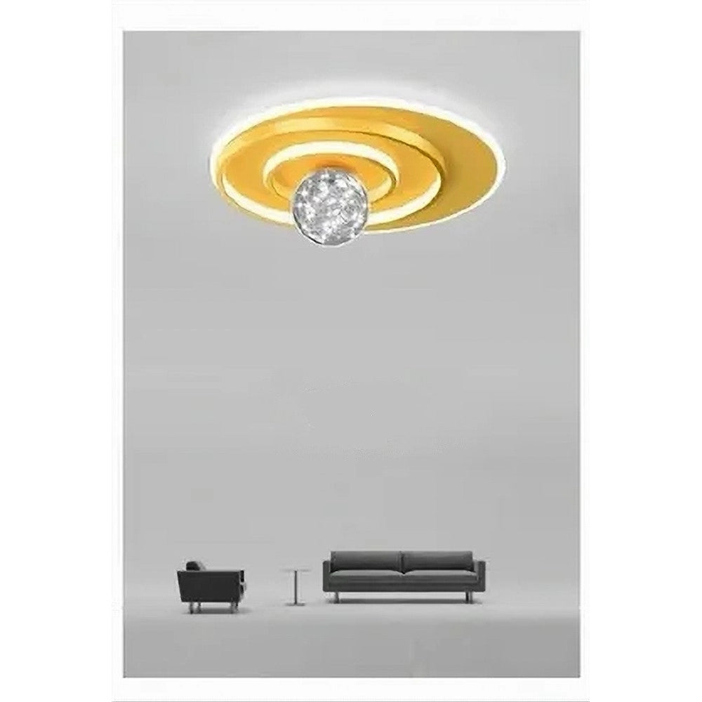 Trade Shop - Plafoniera Led 48 W Cerchio Spirale Oro Sfera Lampadario Tondo Luce Fredda 70784 -