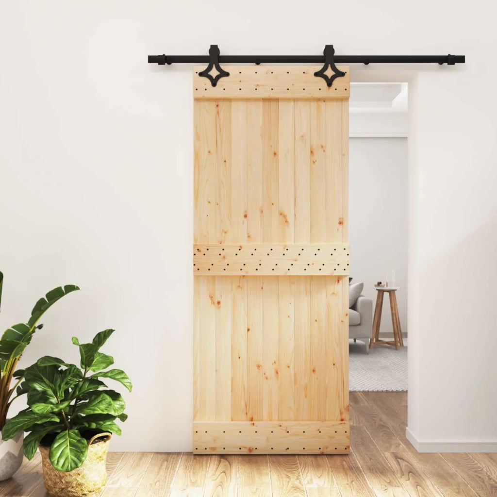Porta scorrevole Naturale e Nero 85 x 210 cm 3445048
