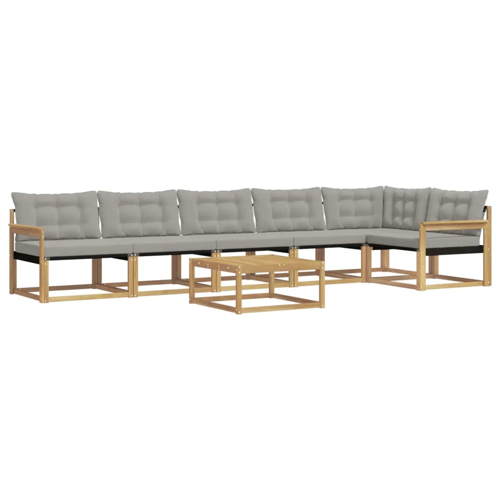 Set di divani da esterno 7 pz Bianco e Grigio Chiaro 3388749