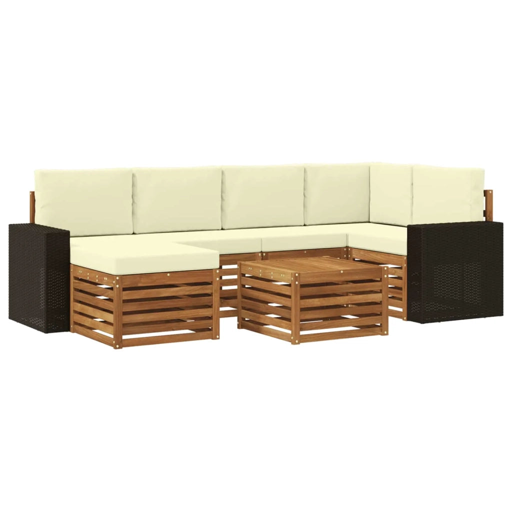 Set di divani da esterno 7 pz Naturale e Crema Poliestere 3384601