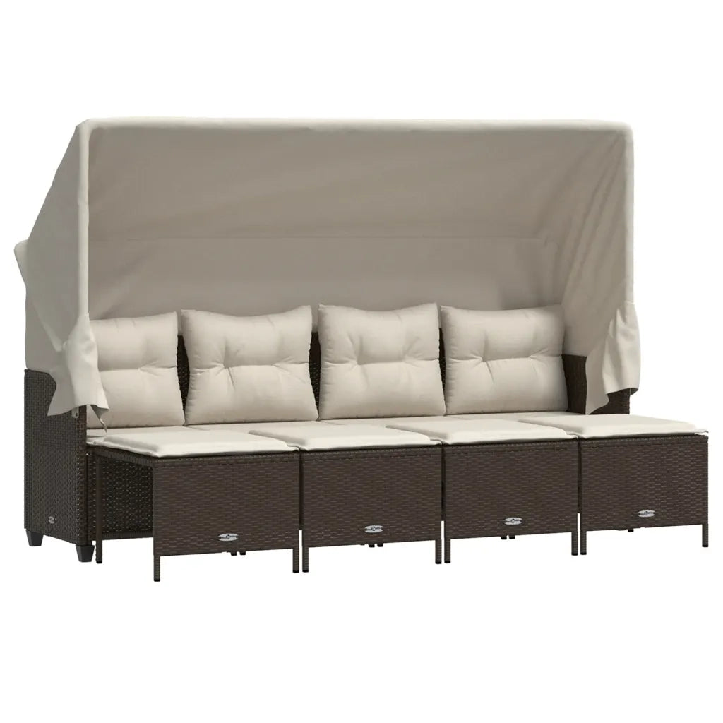 Set Divano da Giardino 5 pz con Cuscini Marrone in Polyrattan 3261540