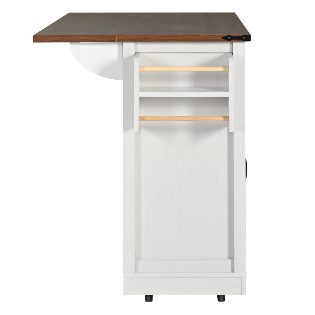 Isola cucina 140x73x94 cm pieghevole e mobile in MDF beige