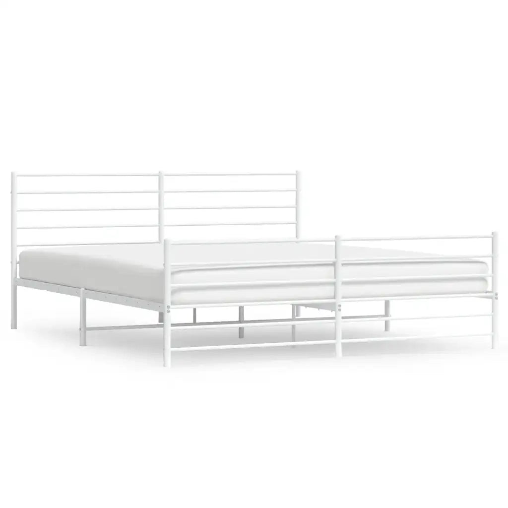 Letto matrimoniale | Letto per adulti | Giroletto con Testiera e Pediera Metallo Bianco 180x200 cm