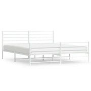 Letto matrimoniale | Letto per adulti | Giroletto con Testiera e Pediera Metallo Bianco 180x200 cm