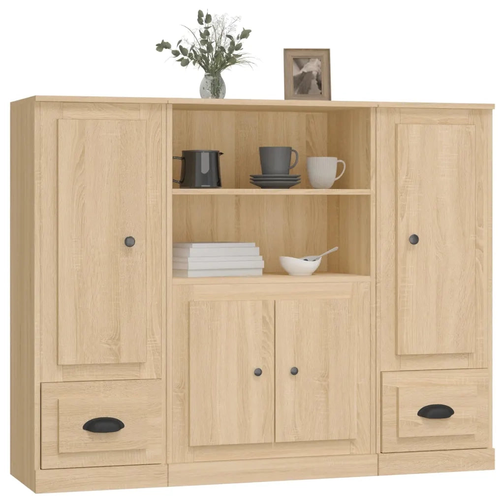 Credenze 3 pz Rovere Sonoma in Legno Multistrato 3185314