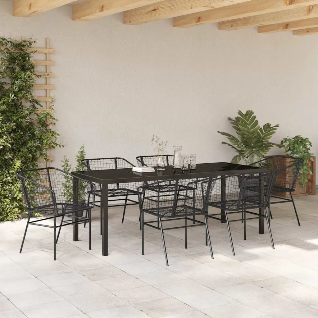 Set da Pranzo per Giardino 7 pcs Nero polyrattan 3380895