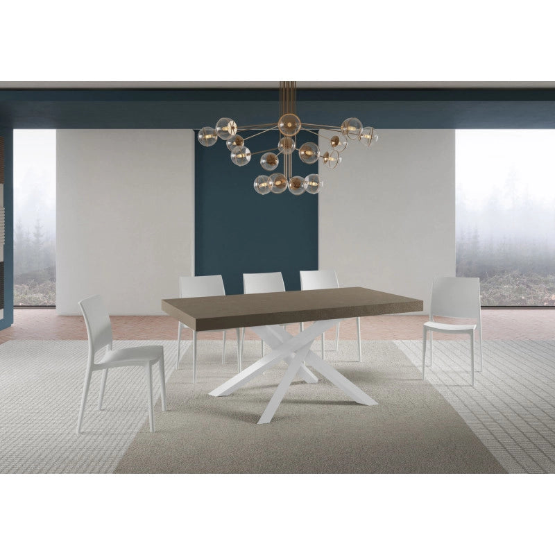 Tavolo allungabile 200/304x90 cm Volantis Premium telaio Bianche - Tortora