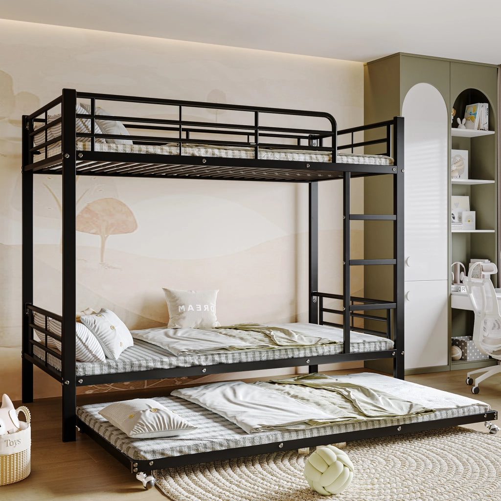 LETTO a castello con letto estraibile 90x200/90x190 cm metallo nero